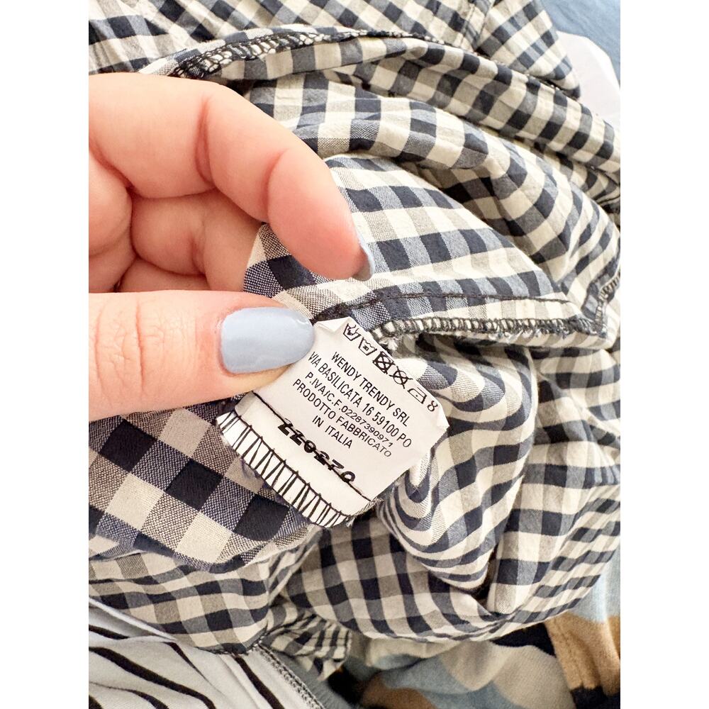 Wendy Trendy Made in Italy Gingham Dress Black White Check Pocket Dress Medium - Picture 8 of 8